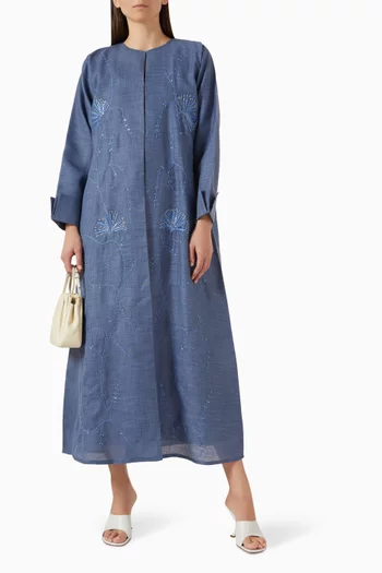 Embellished Abaya in Linen