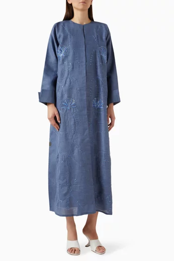 Embellished Abaya in Linen