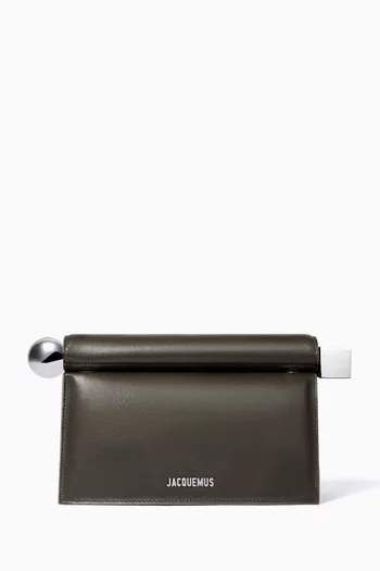 La Pochette Rond Carré Clutch Bag in Leather