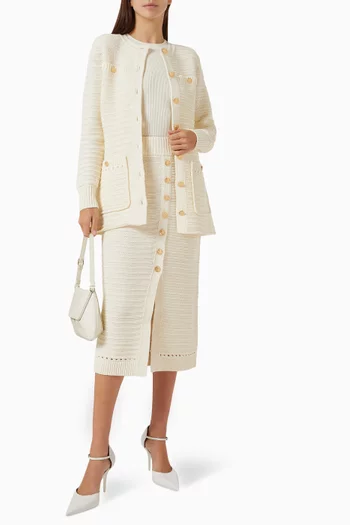 Tani Button Skirt in Mercerised-cotton