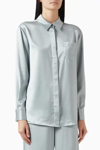 Riley Boyfriend Shirt in Satin
