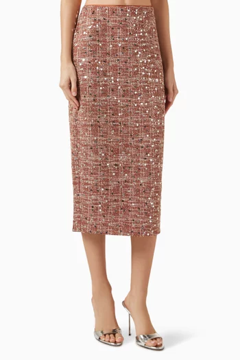 Leilani Midi Skirt in Tweed