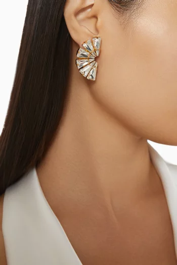 Afrodita Fan Stud Earrings in Gold-plated Brass