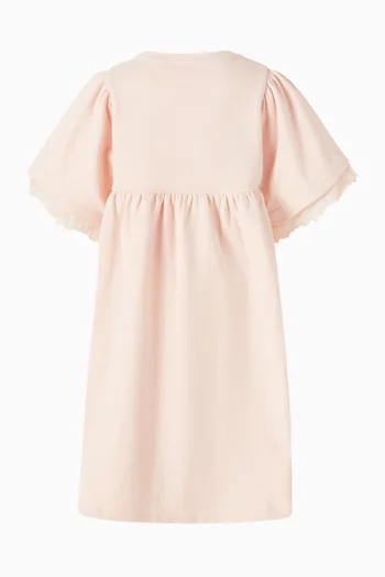 Floral-embroidered Dress in French Terry