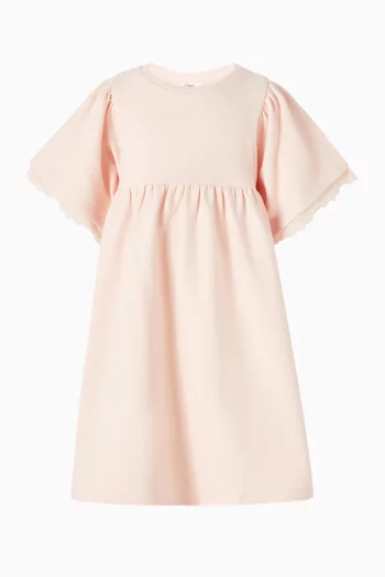 Floral-embroidered Dress in French Terry