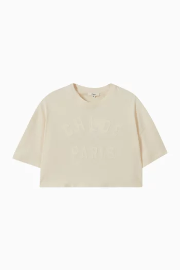 Logo-appliqué Crop T-shirt in Organic Cotton-jersey