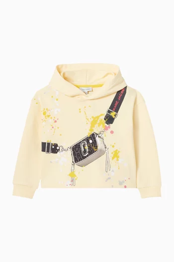 كنزة بغطاء رأس وطبعة قطن عضوي