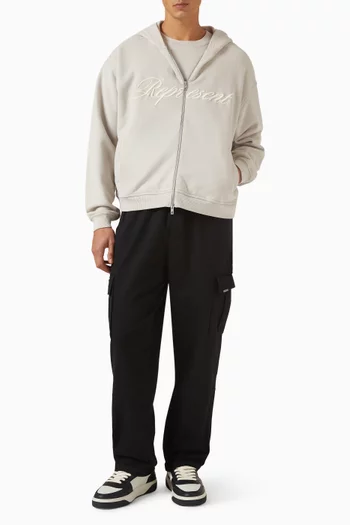 Script Logo Zip Hoodie in Cotton