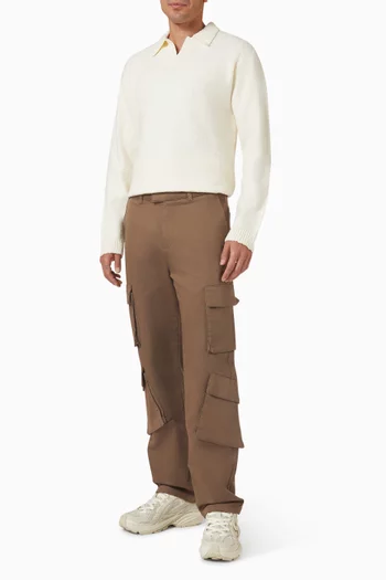 تي شيرت بولو منسوج مزيج صوف