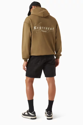 كنزة بغطاء رأس ليجاسي بطبعة كبيرة قطن