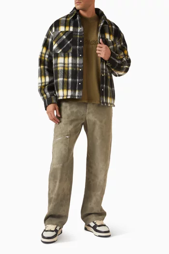 قميص بنمط جاكيت ونقشة مربعات فلانيل بملمس ناعم