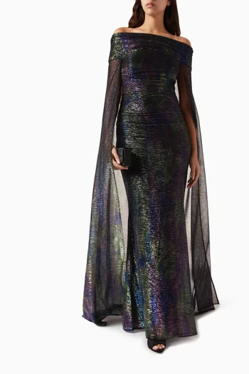 Off-shoulder Mermaid Cape Dress