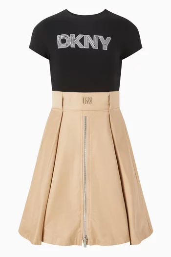 Zip Midi Skirt in Cotton-twill