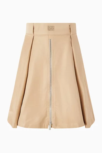 Zip Midi Skirt in Cotton-twill