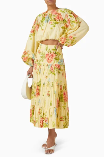 Dhun Bubble Hem Top in Linen Blend