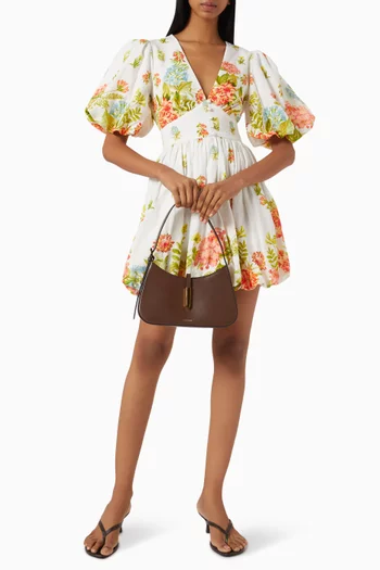 Dhun Balloon-hem Mini Dress in Linen-cotton