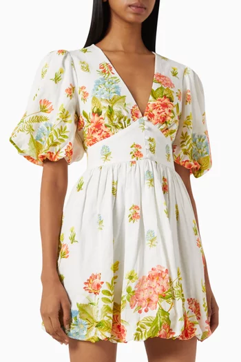 Dhun Balloon-hem Mini Dress in Linen-cotton
