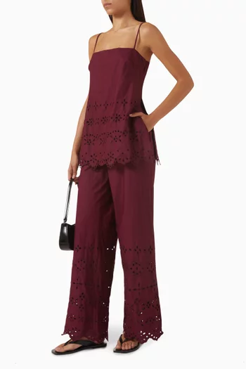 Broderie Anglaise High-waist Pants