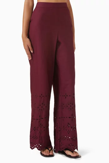 Broderie Anglaise High-waist Pants