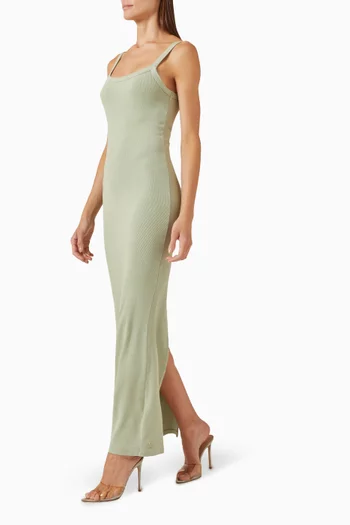 فستان بيبي طويل بشعار الماركة مزيج قطن مضلع