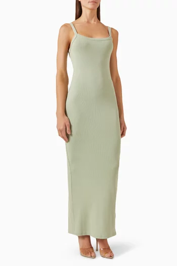 فستان بيبي طويل بشعار الماركة مزيج قطن مضلع