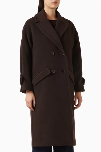 Mia Double-breasted Coat in Melton Fabric