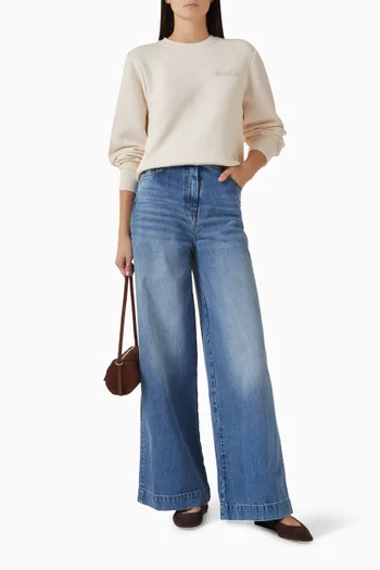 Chill Embroidered Sweater in Fleece