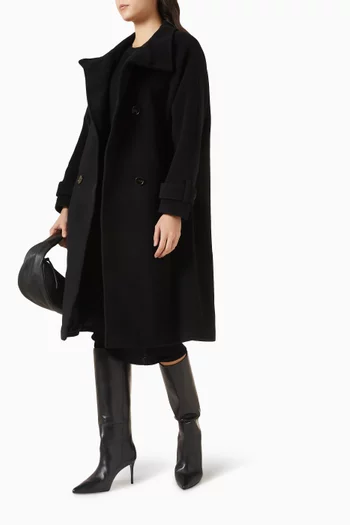 Bleeckett Double-breasted Coat in Twill Melton Fabric