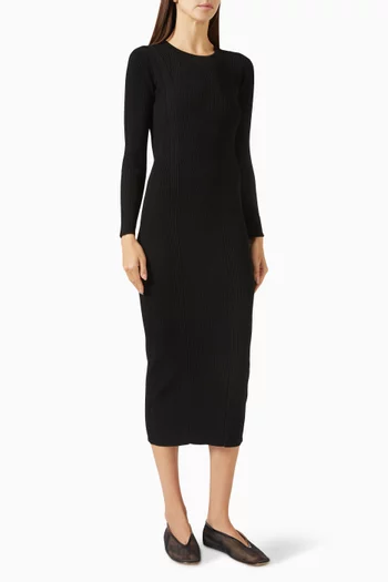 Pariso Midi Dress in Ribbed-knit