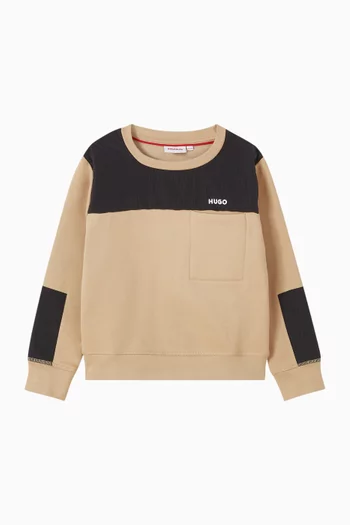 سويت شيرت بشعار الماركة مزيج قطن