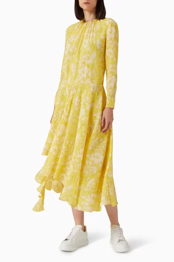 Warped Floral Dress in Silk