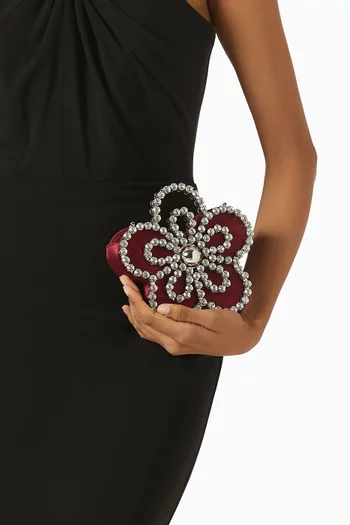 Mini Flower Clutch in Satin