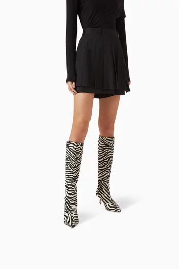 Petra 70 Boots in Zebra-print Calf Hair