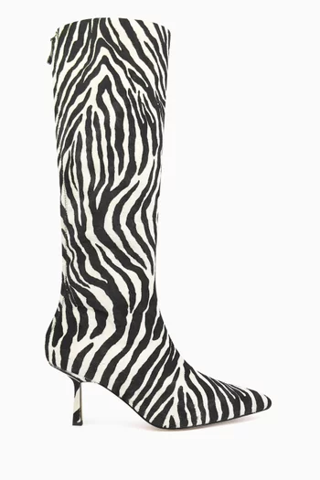 Petra 70 Boots in Zebra-print Calf Hair