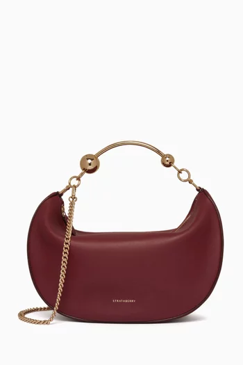 حقيبة بتصميم هلال بيد علوية جلد عجل 