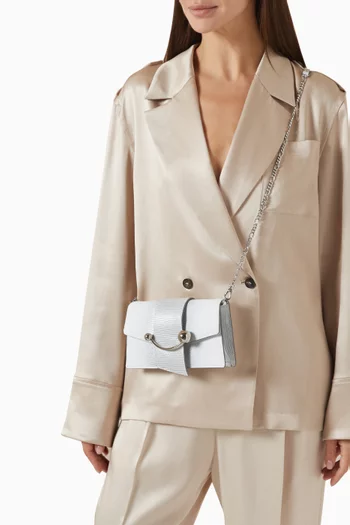 حقيبة كتف بتصميم مقوس بسلسلة جلد بنقشة جلد الحرباء