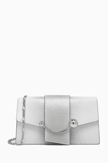 حقيبة كتف بتصميم مقوس بسلسلة جلد بنقشة جلد الحرباء