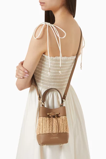 Lana Osette Bucket Bag in Leather & Raffia