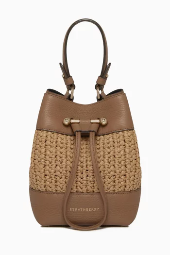 Lana Osette Bucket Bag in Leather & Raffia