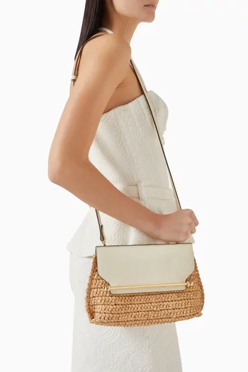 Stylist Crossbody Bag in Raffia & Calf Leather