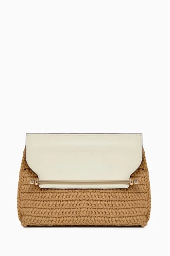Stylist Crossbody Bag in Raffia & Calf Leather