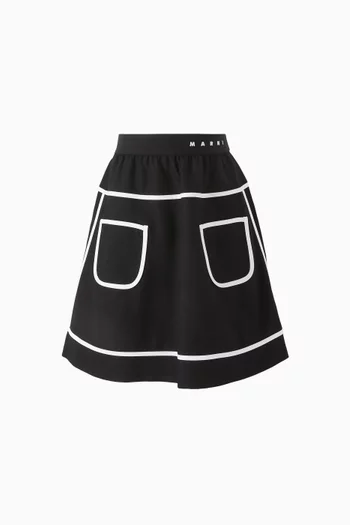 Contrast-piping Flannel Skirt