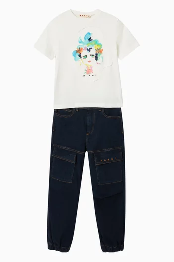 Logo Cargo Jeans in Denim