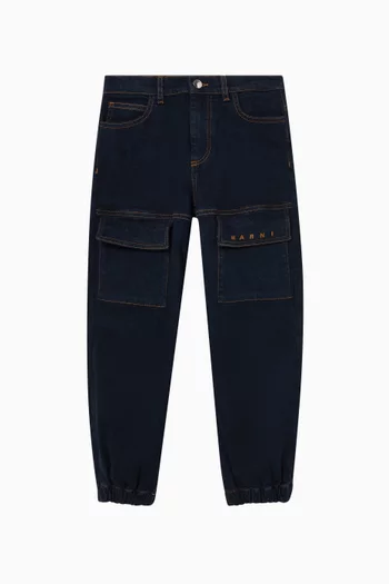 Logo Cargo Jeans in Denim