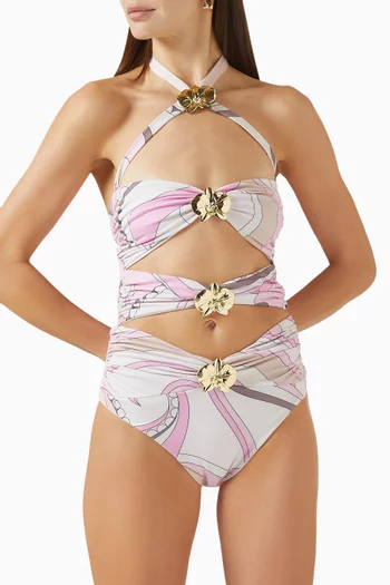 Diamond Heart Cut-out One-piece Swimsuit