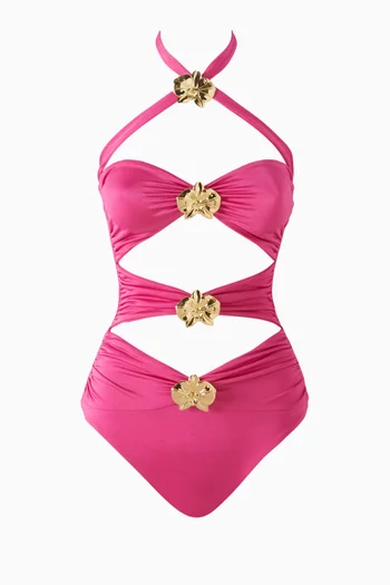 Diamond Heart Cut-out One-piece Swimsuit