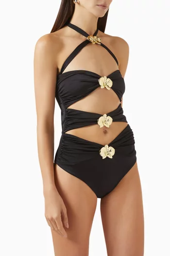Diamond Heart Cut-out One-piece Swimsuit