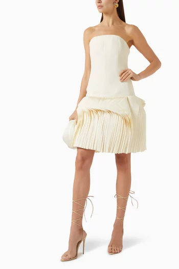 Corset Mini Dress featuring a strong silhouette and pleated detailing on the skirt incorporating the mille-feuille technique:BEIGE:40|218615828