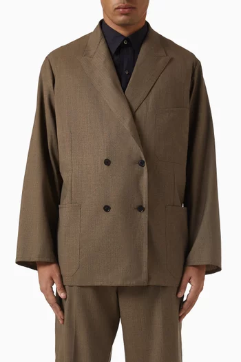 Take Easy Double-breasted Jacket in Wool Gabardine
