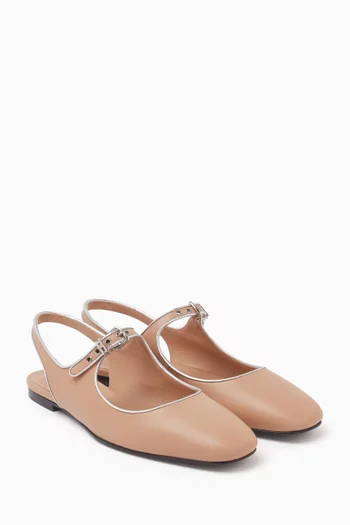 Kleo Slingback Flat Sandals in Leather, EU 39